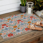  Victorian Botanicals - Carnation in Red and Blue Outdoor Rug Gallery Image 2