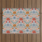  Victorian Botanicals - Carnation in Red and Blue Outdoor Rug Gallery Image 1