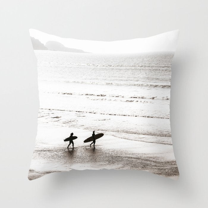 Surfer Black and White Throw Pillow Gallery Image 1