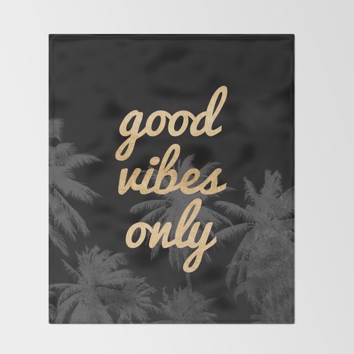Good Vibes Only Palm Trees Throw Blanket Gallery Image 2