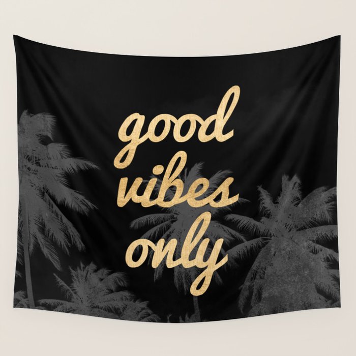 Good Vibes Only Palm Trees Wall Tapestry Gallery Image 1
