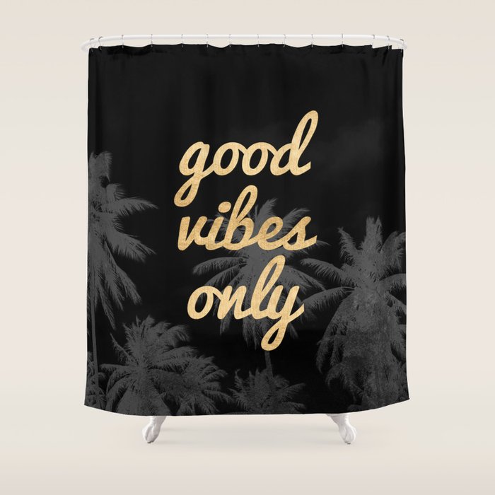 Good Vibes Only Palm Trees Shower Curtain Gallery Image 1