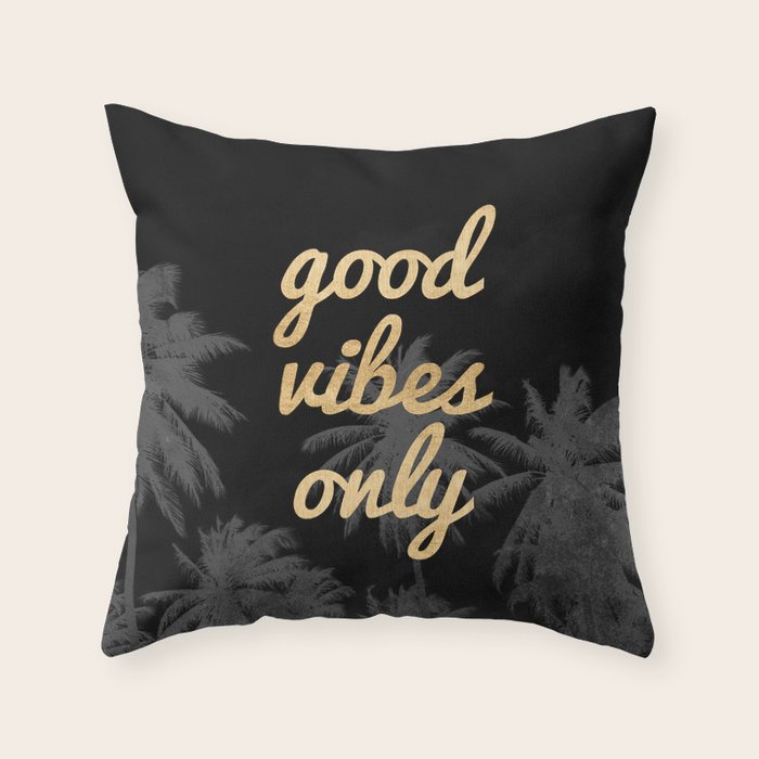 Good Vibes Only Palm Trees Throw Pillow Gallery Image 6
