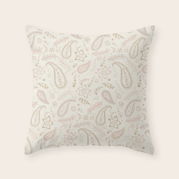 Paisley - Soft Pink Throw Pillow Gallery Image 6