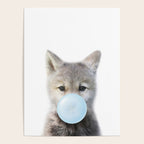 Baby Wolf Blowing Blue Bubble Gum, Baby Boy, Kids, Baby Animals Art Print by Synplus Poster Gallery Image 4