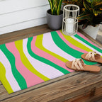 Retro Ribbon Stripes Outdoor Rug Gallery Image 2