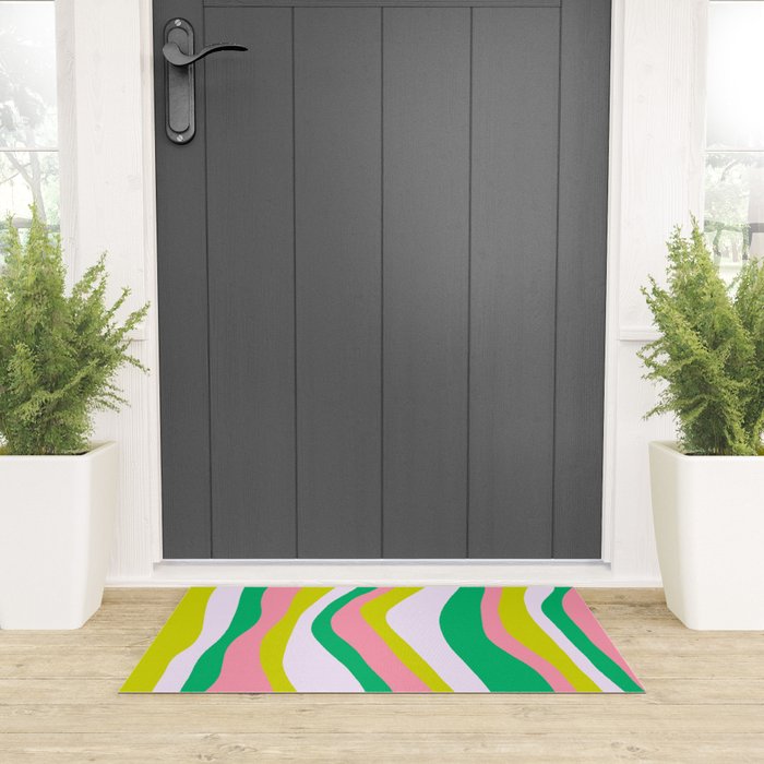 Retro Ribbon Stripes Welcome Mat Gallery Image 3