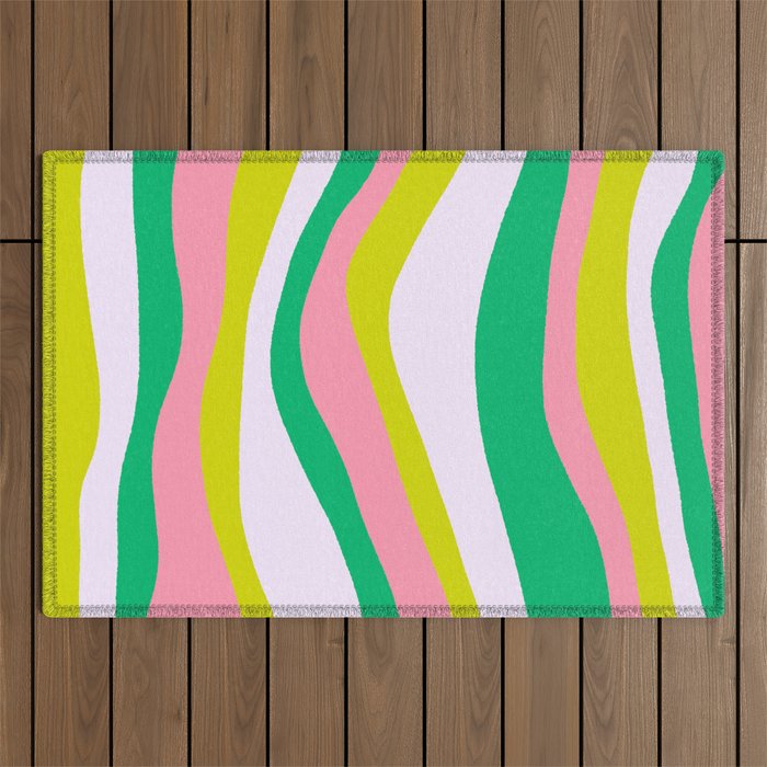 Retro Ribbon Stripes Outdoor Rug Gallery Image 1