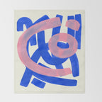 Tribal Pink Blue Fun Colorful Mid Century Modern Abstract Painting Shapes Pattern Throw Blanket Gallery Image 2