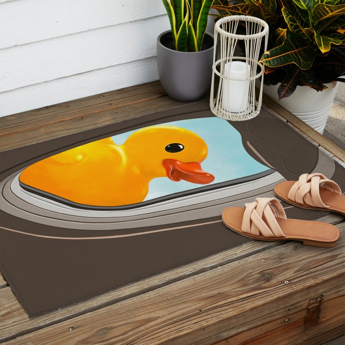 Hello! Yellow Duck Outdoor Rug Gallery Image 2