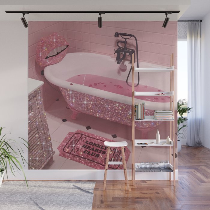 MAGIC BATHROOM | pink | pastel | shower | aesthetic | meme | funny | girly | positive | glitter  Wall Mural Gallery Image 1