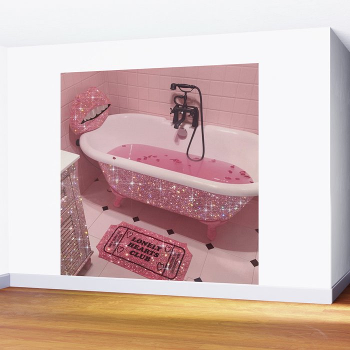 MAGIC BATHROOM | pink | pastel | shower | aesthetic | meme | funny | girly | positive | glitter  Wall Mural Gallery Image 2