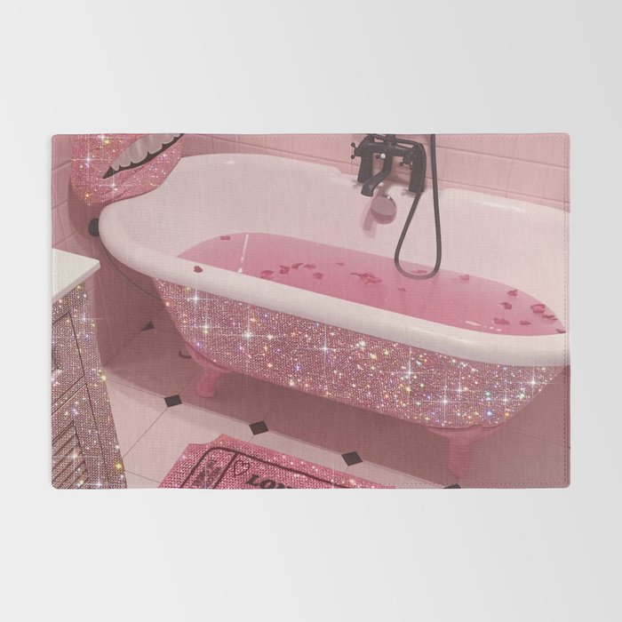 MAGIC BATHROOM | pink | pastel | shower | aesthetic | meme | funny | girly | positive | glitter  Rug Gallery Image 2