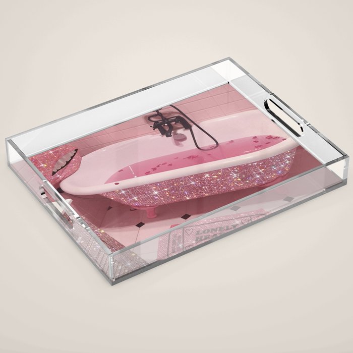 MAGIC BATHROOM | pink | pastel | shower | aesthetic | meme | funny | girly | positive | glitter  Acrylic Tray Gallery Image 1