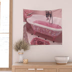 MAGIC BATHROOM | pink | pastel | shower | aesthetic | meme | funny | girly | positive | glitter  Wall Tapestry Gallery Image 2
