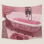 MAGIC BATHROOM | pink | pastel | shower | aesthetic | meme | funny | girly | positive | glitter  Wall Tapestry Gallery Image 4