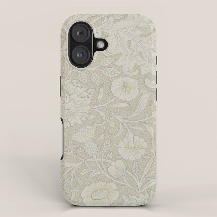 William Morris Vintage Double Bough Cream Pewter iPhone Case Gallery Image 1
