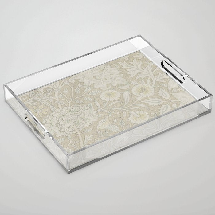William Morris Vintage Double Bough Cream Pewter Acrylic Tray Gallery Image 1