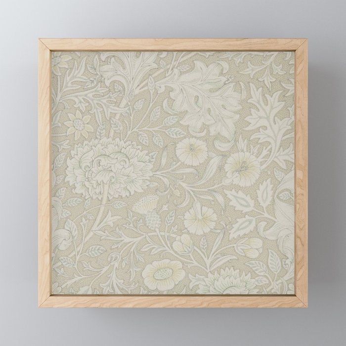 William Morris Vintage Double Bough Cream Pewter Mini Art Print Gallery Image 1