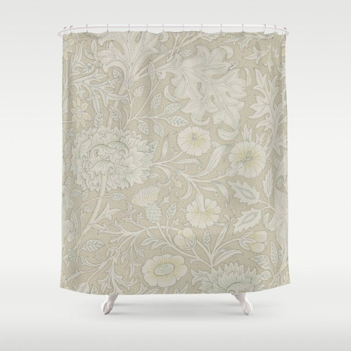 William Morris Vintage Double Bough Cream Pewter Shower Curtain Gallery Image 1