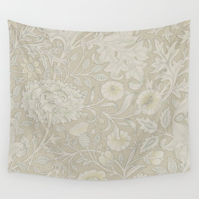 William Morris Vintage Double Bough Cream Pewter Wall Tapestry Gallery Image 4