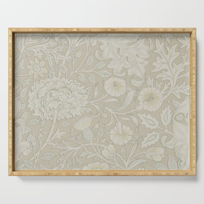 William Morris Vintage Double Bough Cream Pewter Serving Tray Gallery Image 1