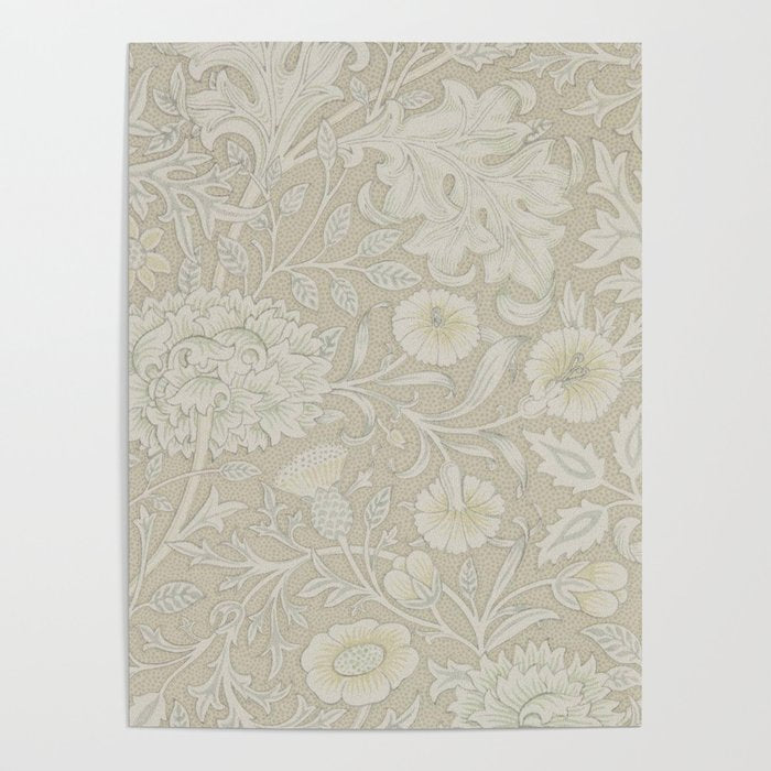 William Morris Vintage Double Bough Cream Pewter Poster Gallery Image 4