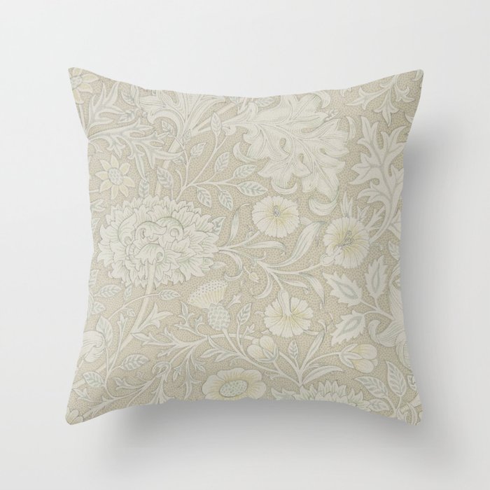 William Morris Vintage Double Bough Cream Pewter Throw Pillow Gallery Image 6