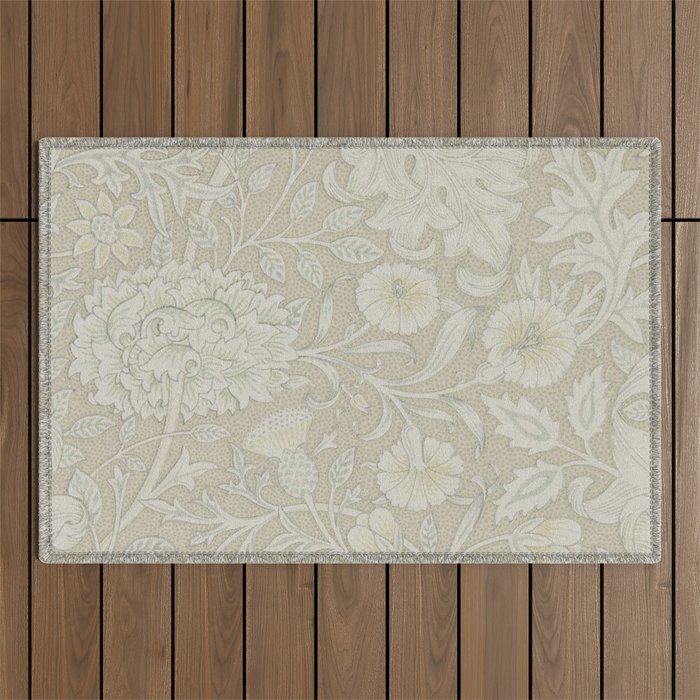 William Morris Vintage Double Bough Cream Pewter Outdoor Rug Gallery Image 1