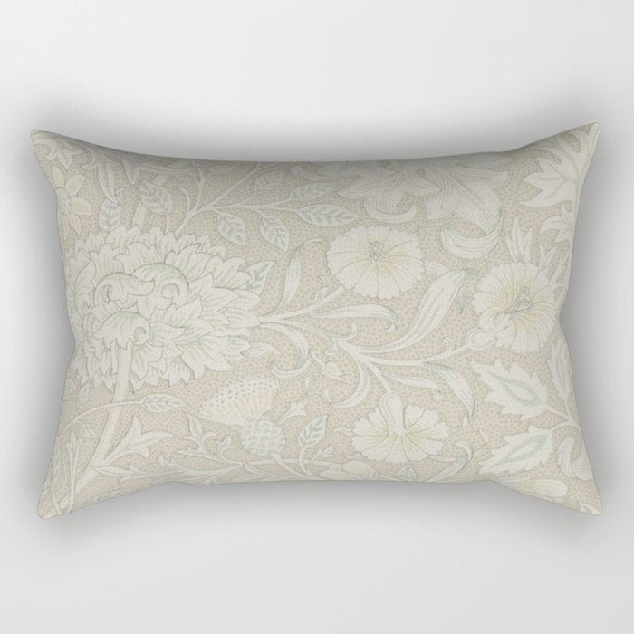 William Morris Vintage Double Bough Cream Pewter Rectangular Pillow Gallery Image 1