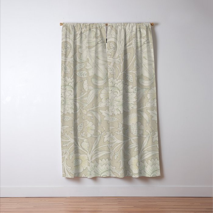 William Morris Vintage Double Bough Cream Pewter Window Curtain Gallery Image 3