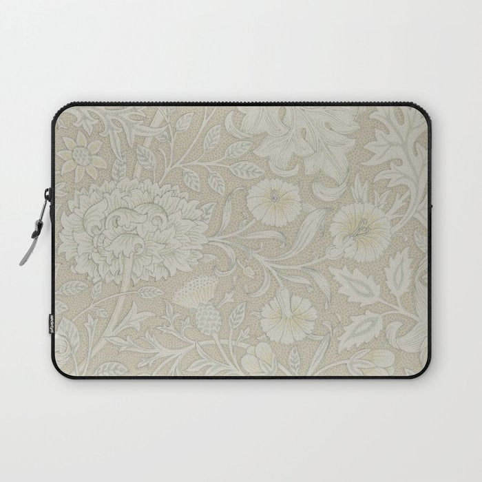 William Morris Vintage Double Bough Cream Pewter Laptop Sleeve Gallery Image 1