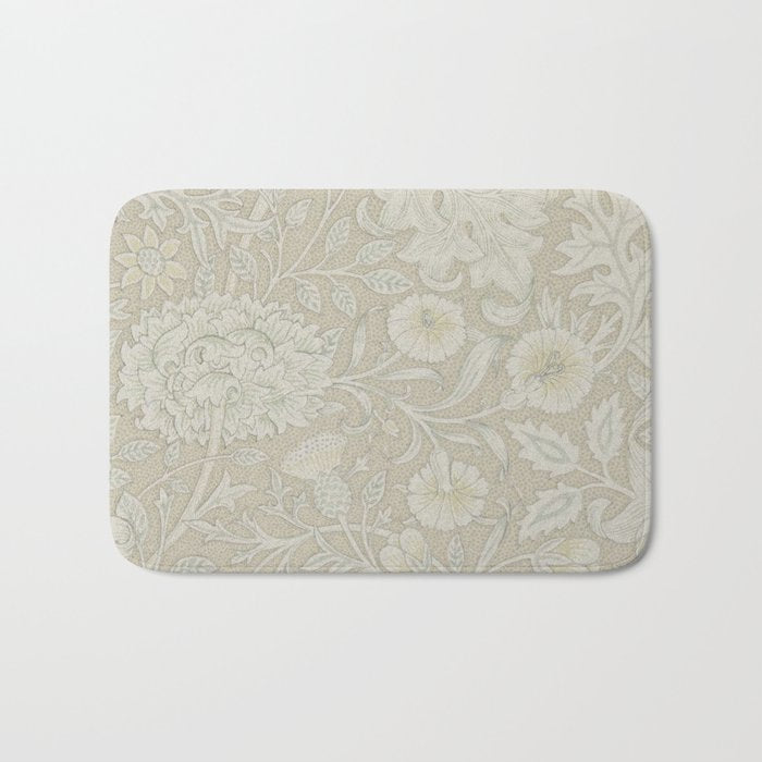 William Morris Vintage Double Bough Cream Pewter Bath Mat Gallery Image 1