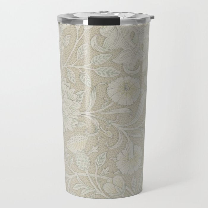 William Morris Vintage Double Bough Cream Pewter Travel Mug Gallery Image 1