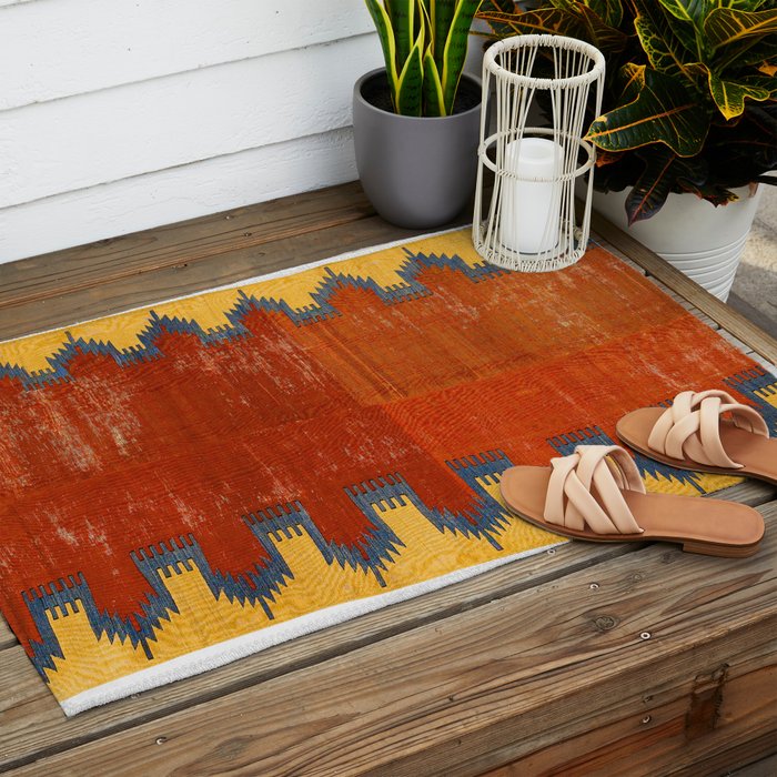 Karapinar Konya Central Anatolian Kilim Print Outdoor Rug Gallery Image 2