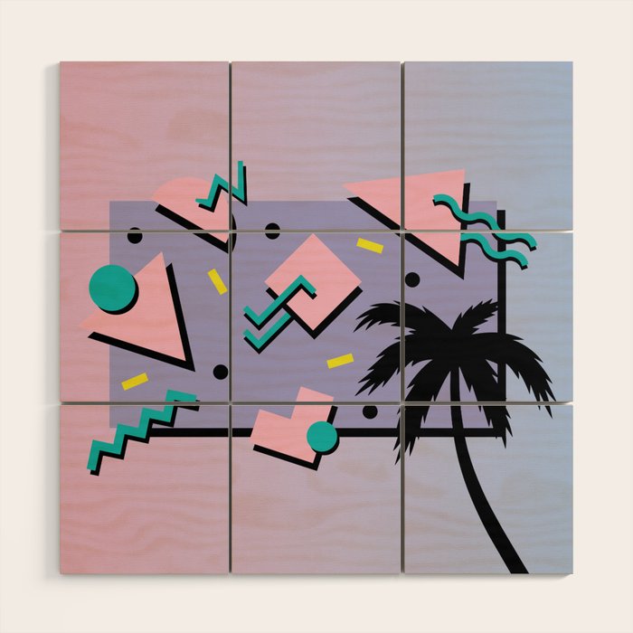 Memphis Pattern 25 - Miami Vice / 80s Retro / Palm Tree Wood Wall Art Gallery Image 1