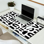 Abstract black and white symbol art pattern Desk Mat Gallery Image 2
