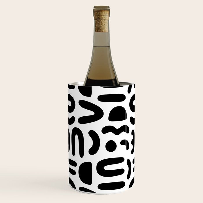 Abstract black and white symbol art pattern Wine Chiller Gallery Image 1