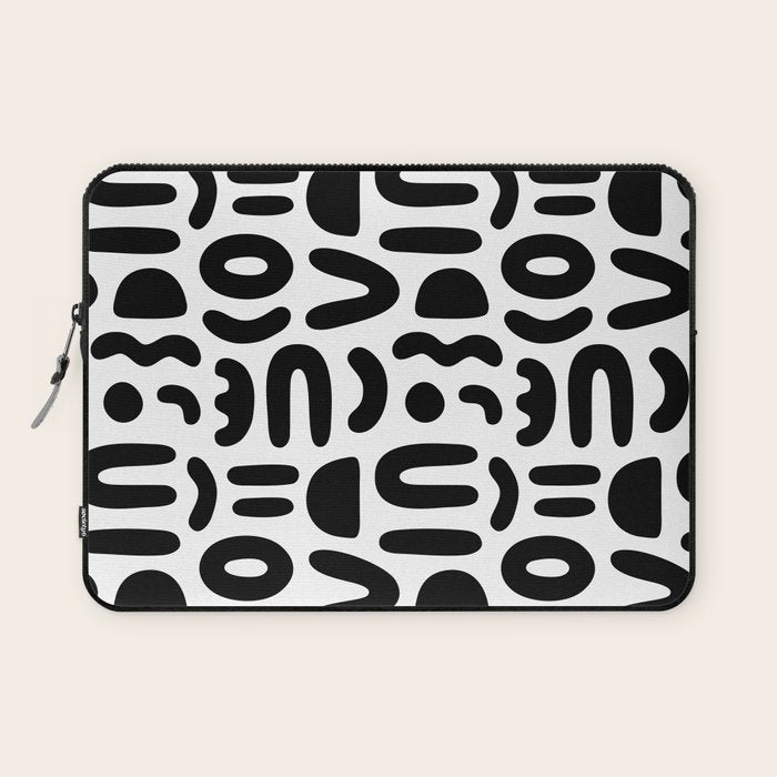 Abstract black and white symbol art pattern Laptop Sleeve Gallery Image 1