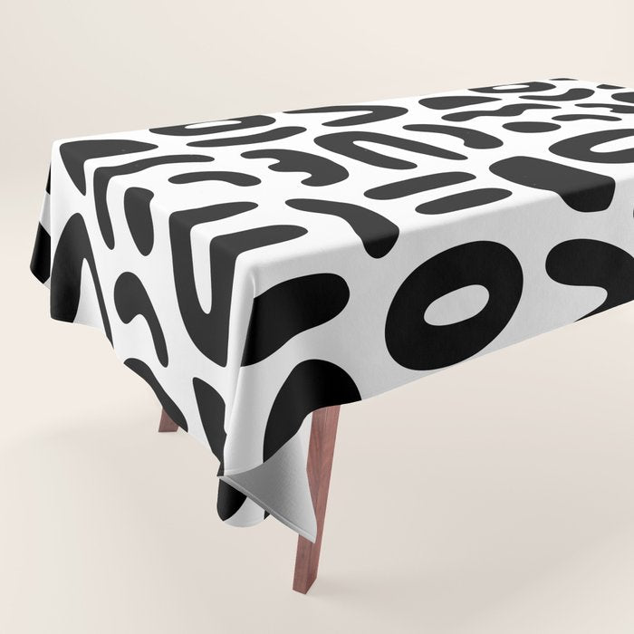 Abstract black and white symbol art pattern Tablecloth Gallery Image 1