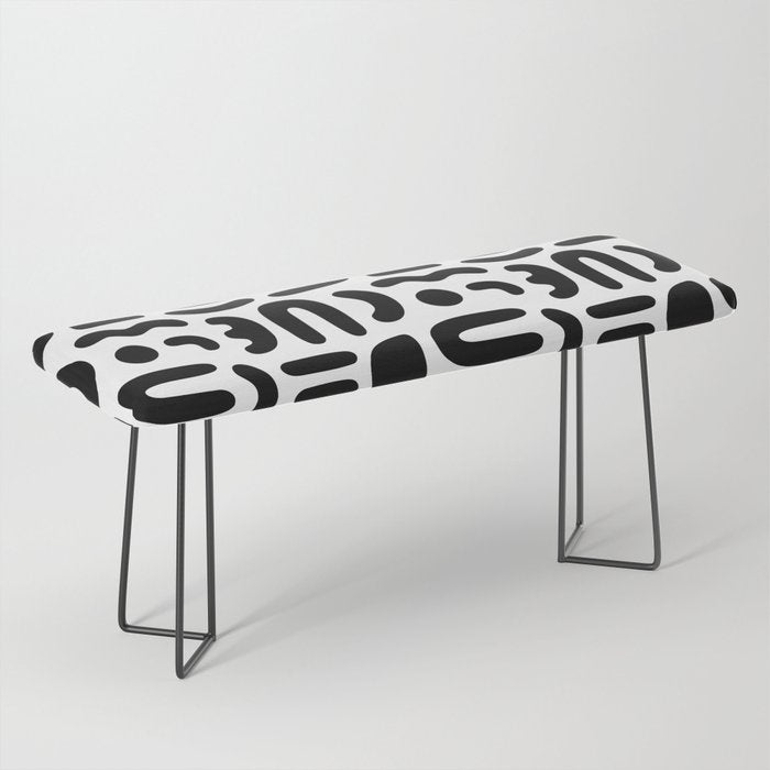 Abstract black and white symbol art pattern Bench Gallery Image 1