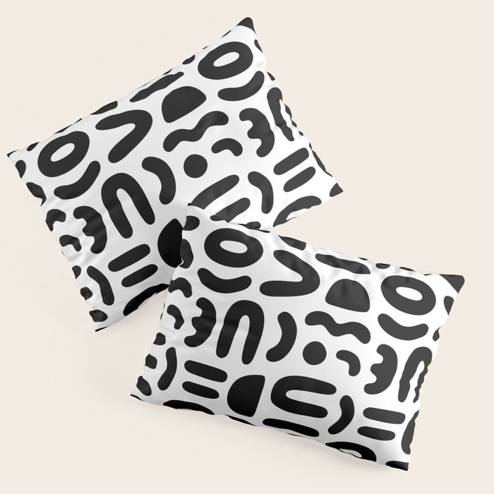 Abstract black and white symbol art pattern Pillow Sham Gallery Image 3