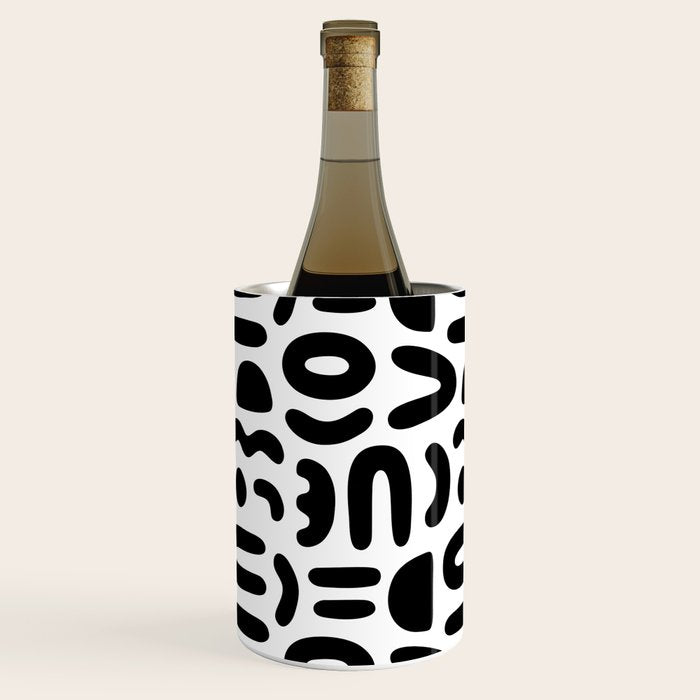 Abstract black and white symbol art pattern Wine Chiller Gallery Image 3