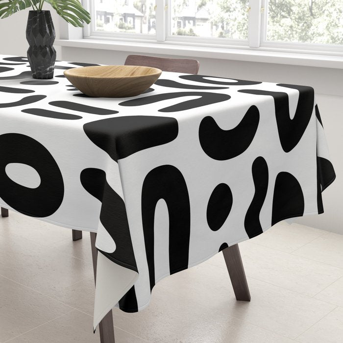 Abstract black and white symbol art pattern Tablecloth Gallery Image 3