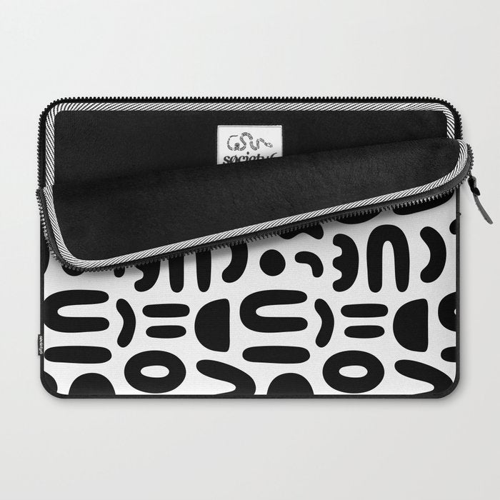 Abstract black and white symbol art pattern Laptop Sleeve Gallery Image 2