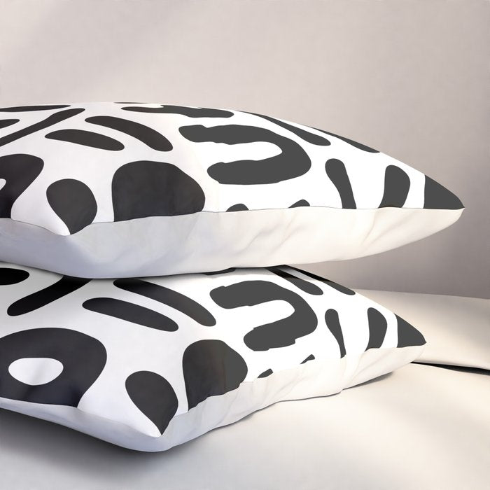 Abstract black and white symbol art pattern Pillow Sham Gallery Image 3