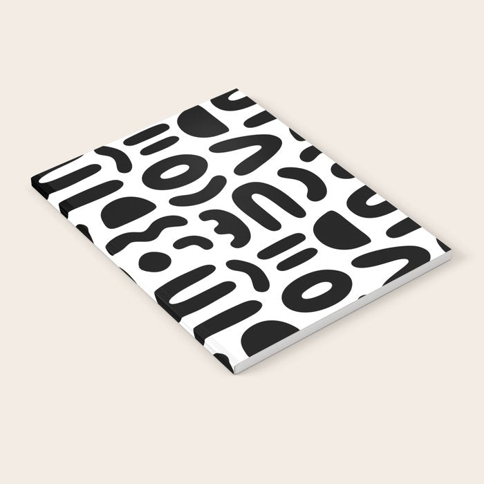 Abstract black and white symbol art pattern Notebook Gallery Image 2