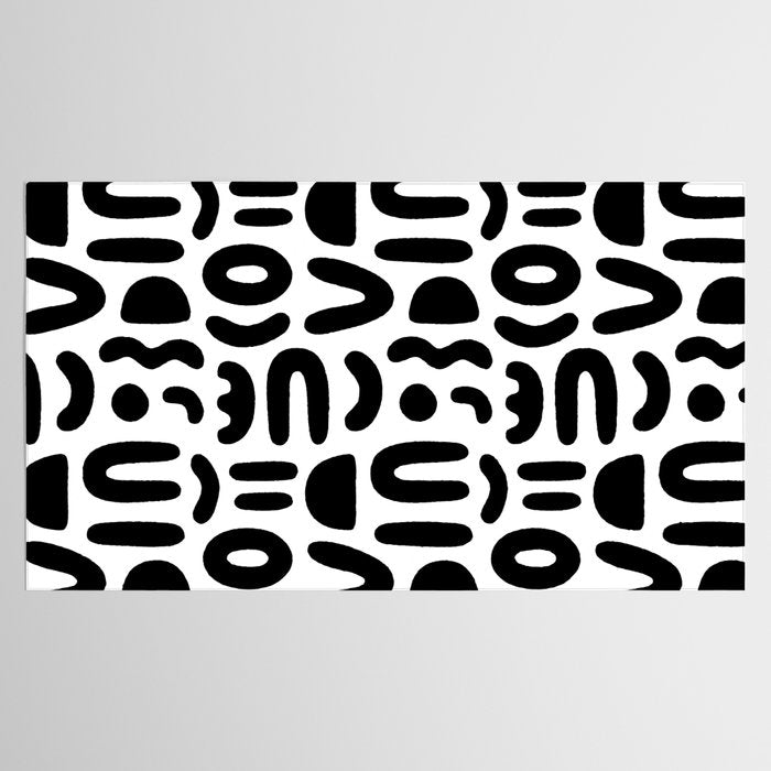 Abstract black and white symbol art pattern Tablecloth Gallery Image 2