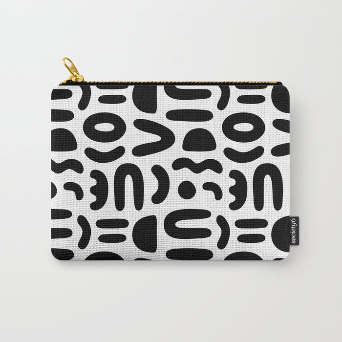 Abstract black and white symbol art pattern Carry All Pouch Gallery Image 1
