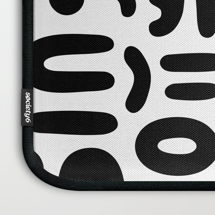 Abstract black and white symbol art pattern Laptop Sleeve Gallery Image 3